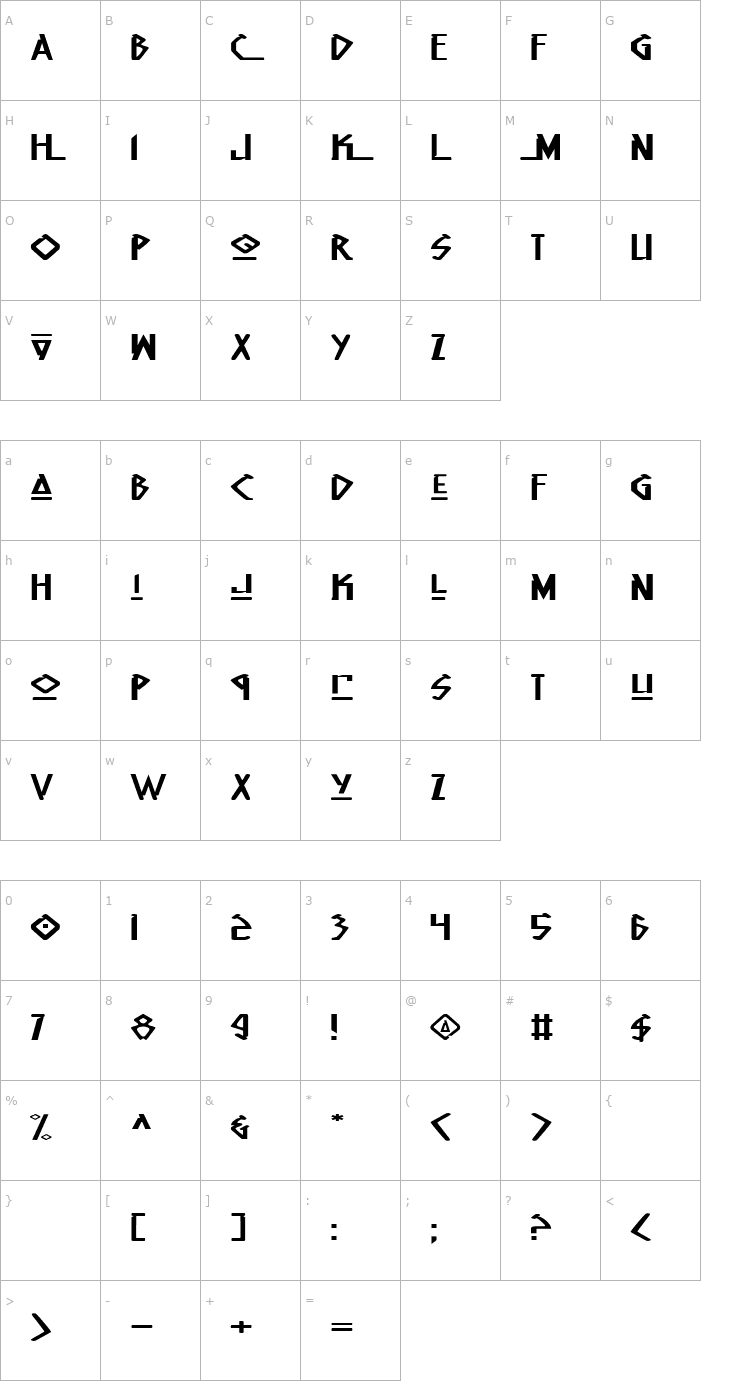 Character Map Native Alien Extended Font