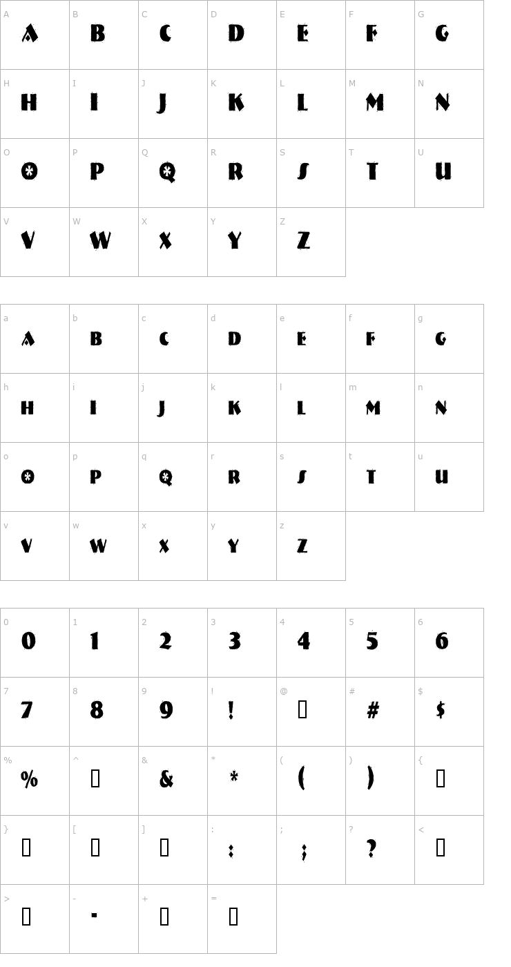 Character Map NatividadCondensed Font