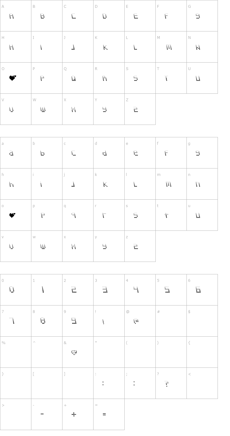 Character Map Naujoks Love Font