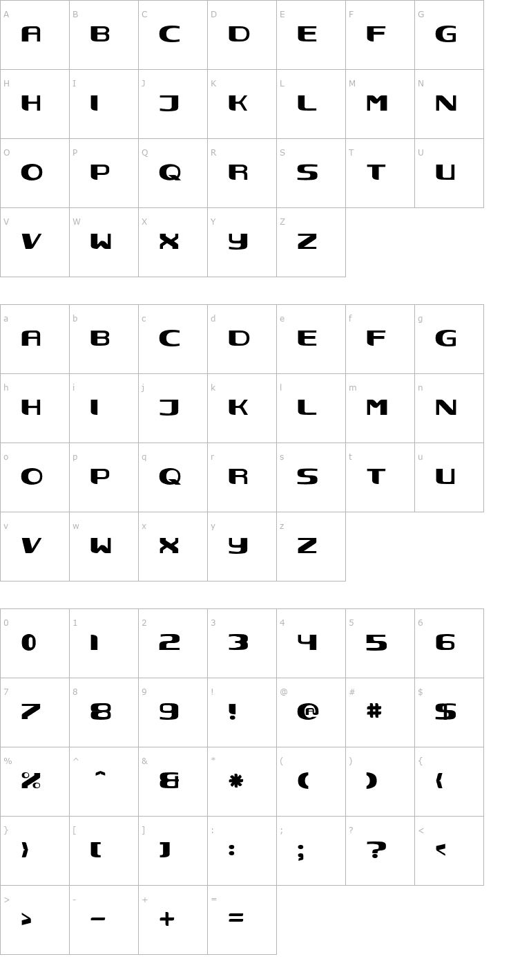 Character Map NEC Font