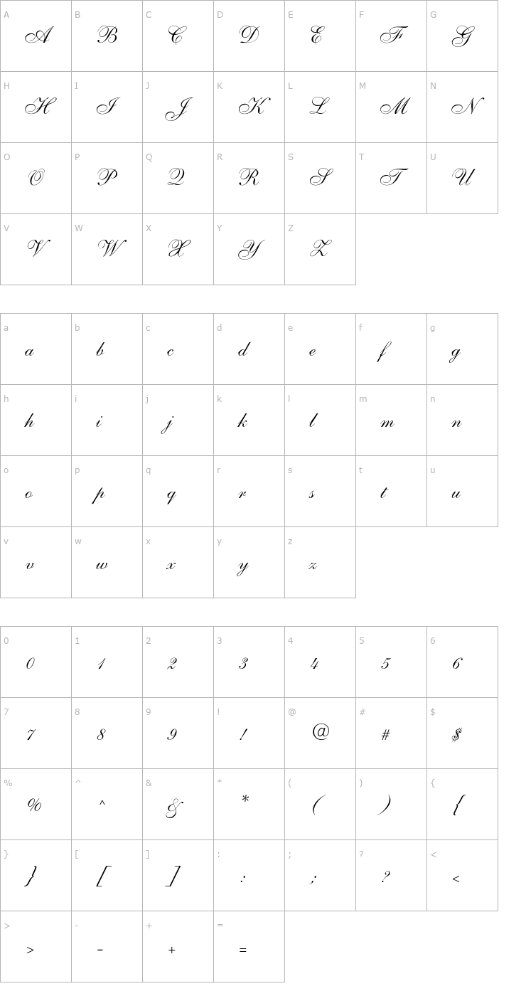 Character Map Nelson Font