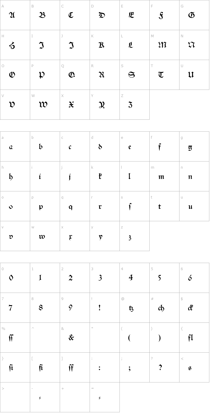 Character Map Neue Schwabacher Font