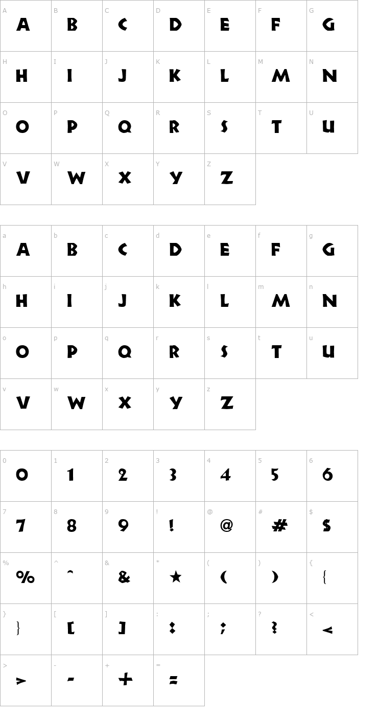 Character Map Neuland Regular Font