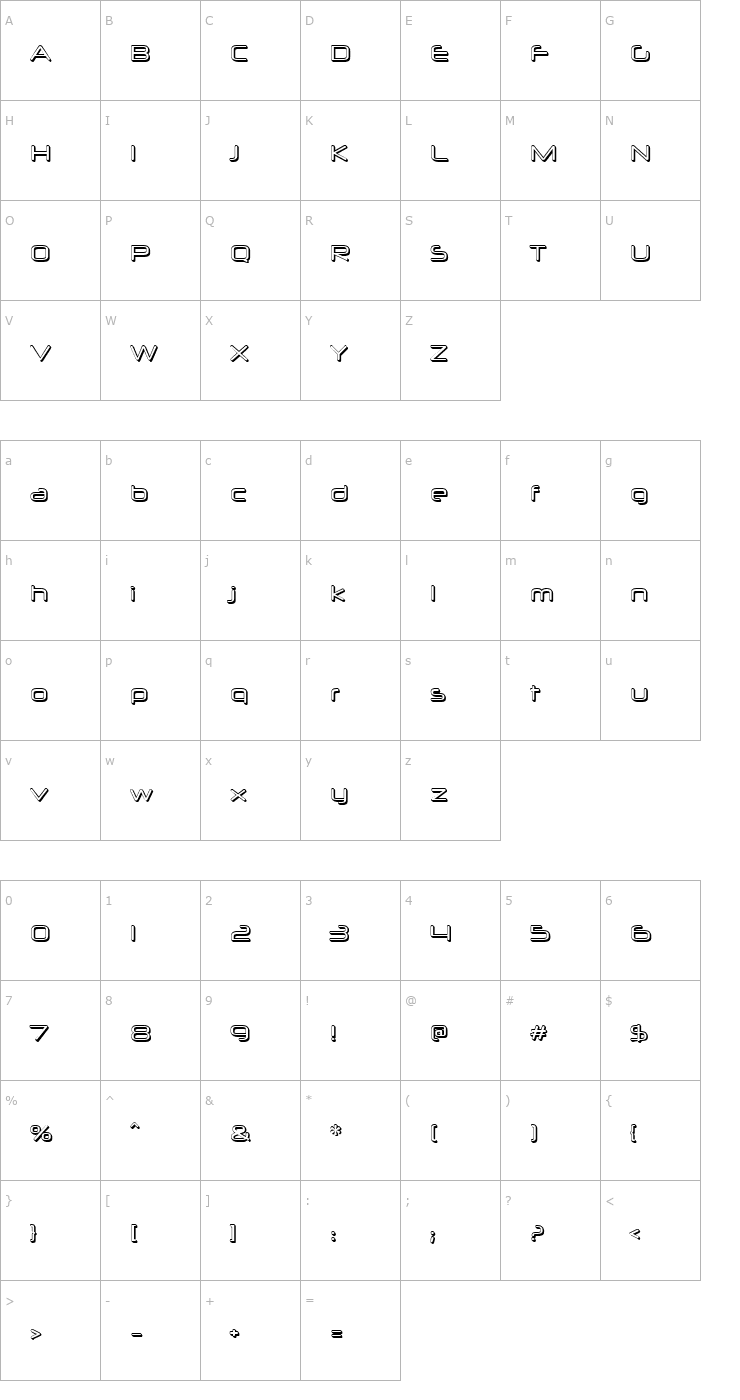 Character Map Neuropol X 3D Font