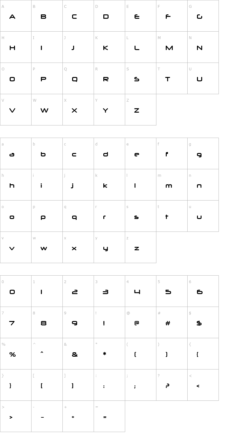 Character Map Neuropol X Bold Font