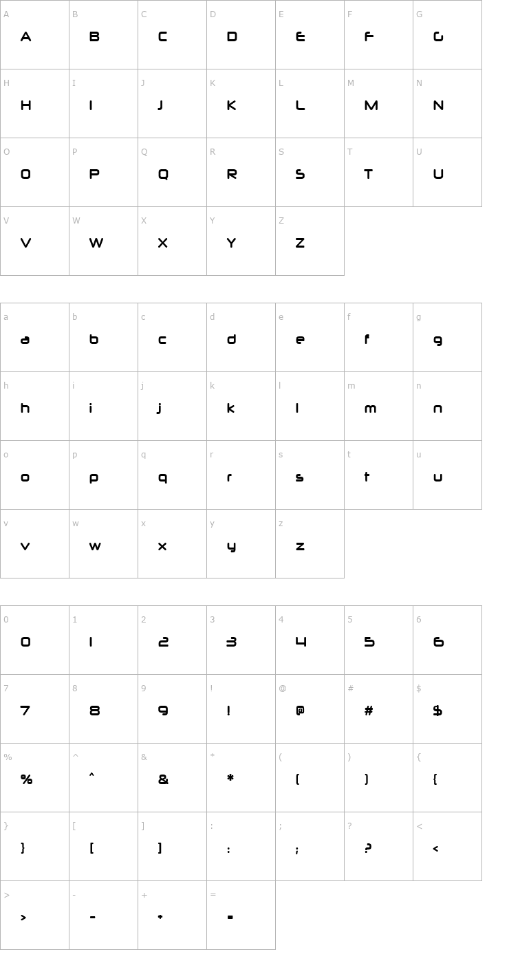 Character Map Neuropol X Cnd Bold Font