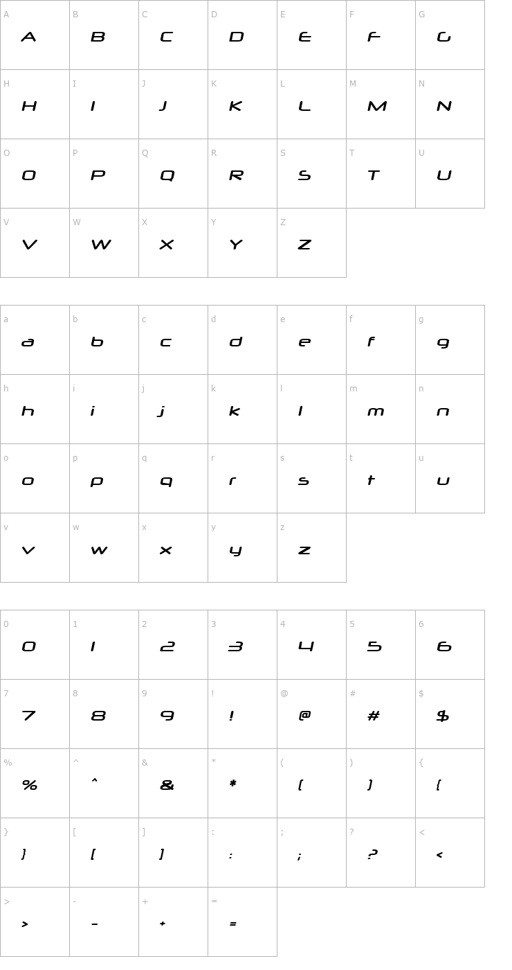 Character Map Neuropol X Xp Bold Italic Font