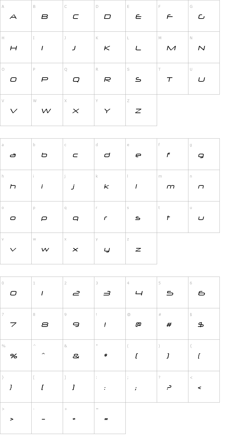 Character Map Neuropol X Xp Italic Font