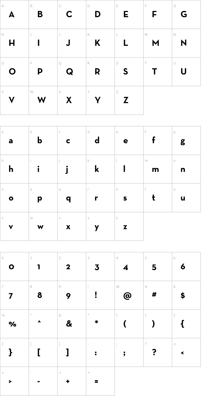 Character Map NeutraText-Bold Font