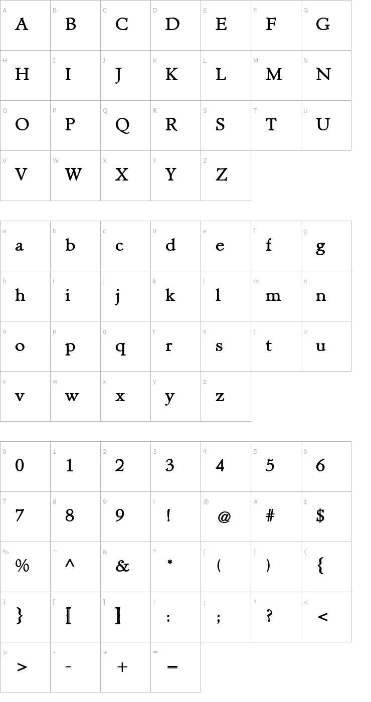 Character Map NewHampshire Bold Font