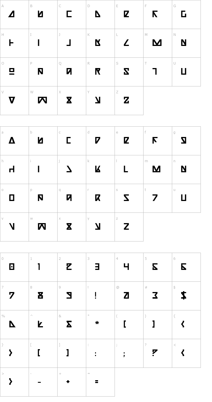 Character Map Nick Turbo Bold Font