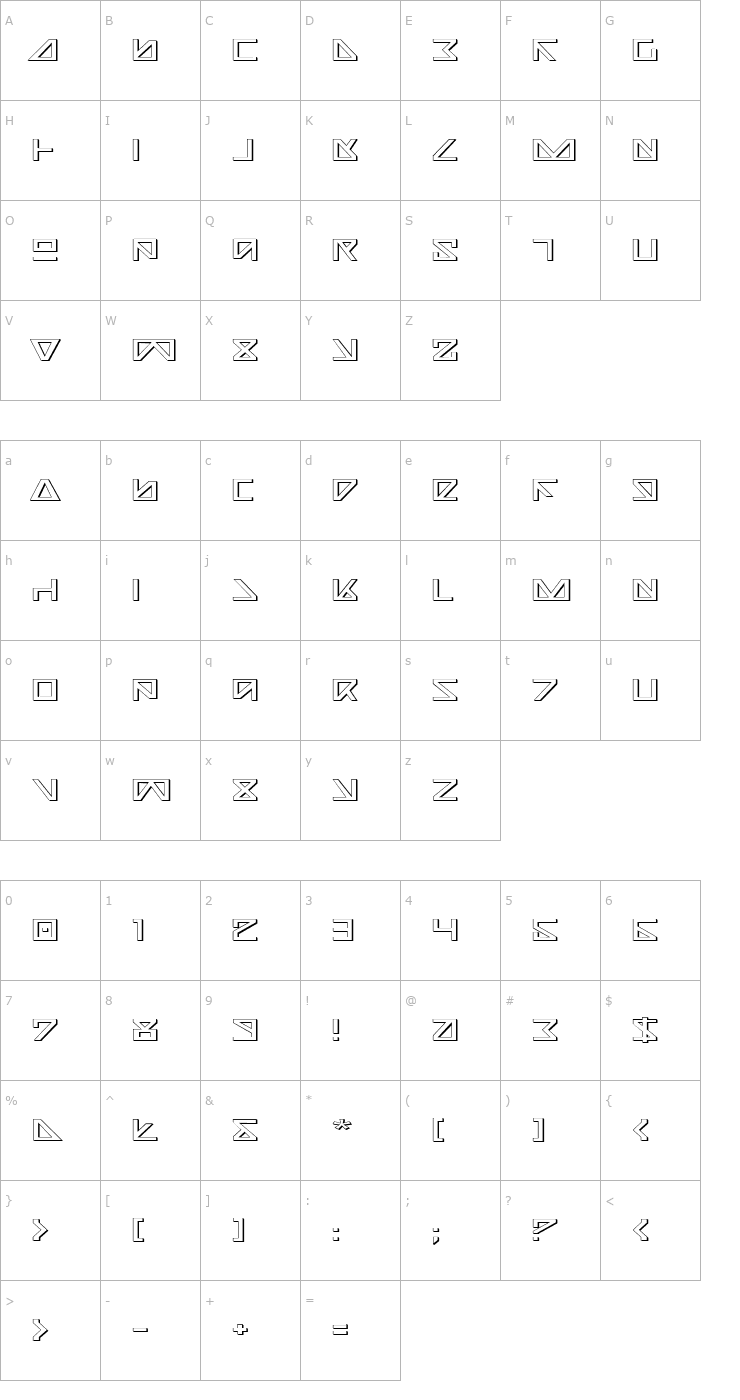 Character Map Nick Turbo Expanded 3D Font