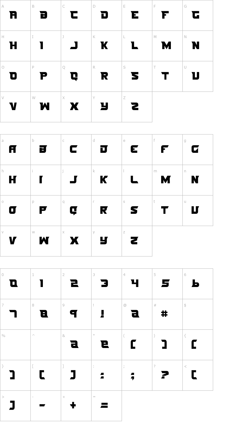 Character Map Nife Fite Font