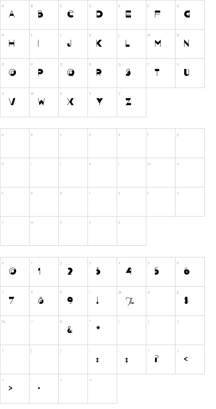 Character Map Nightcap Font