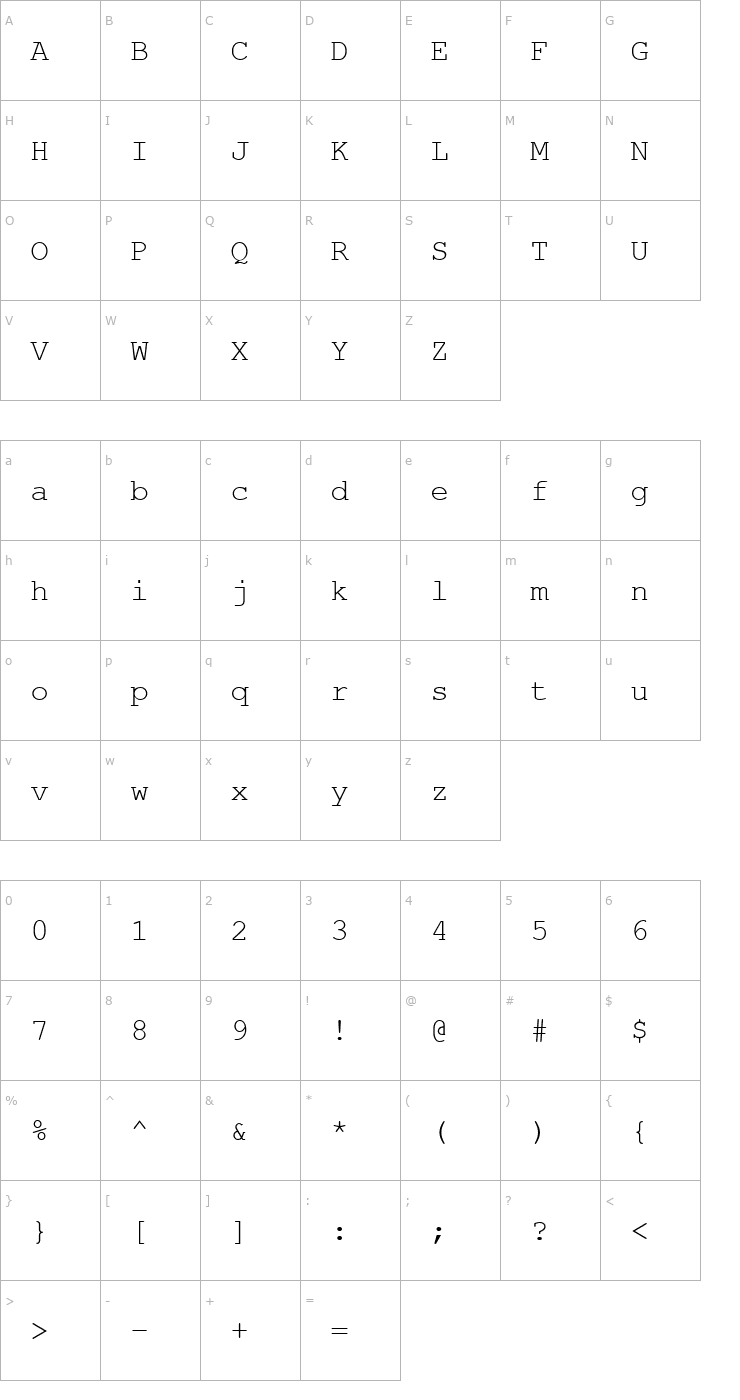 Character Map NimbusMonL Font