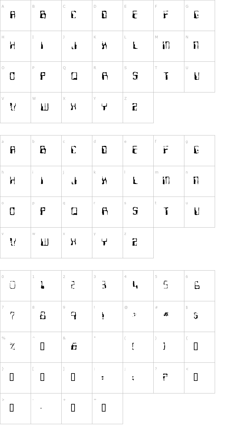 Character Map Ninteen 77 Font