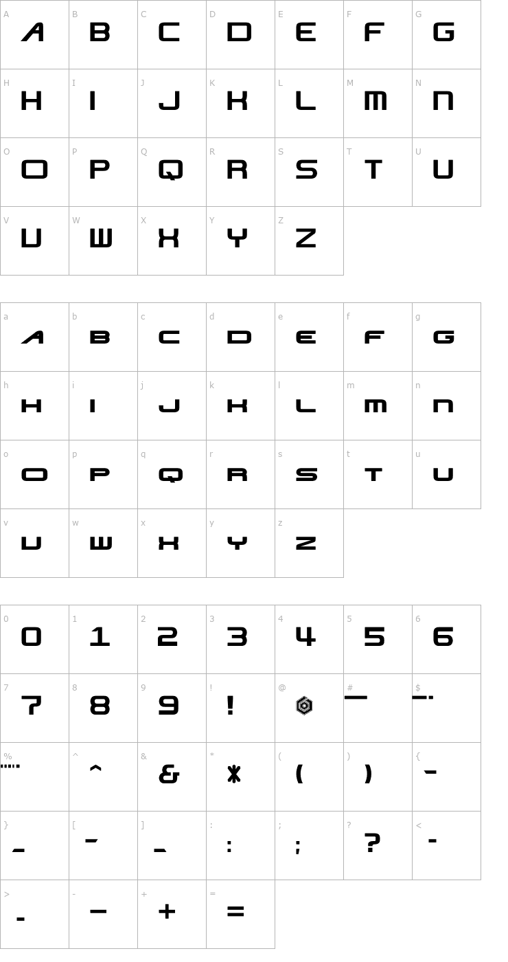 Character Map Nise JSRF Font