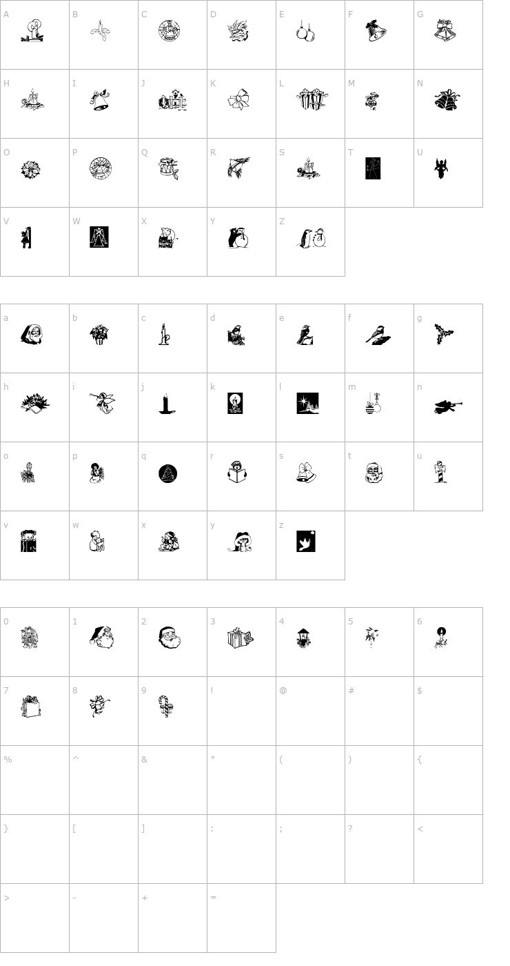 Character Map Noel Dingbats Font