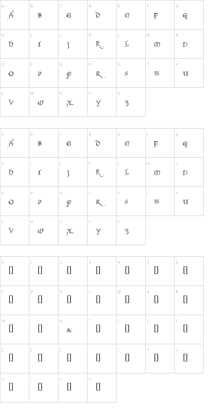 Character Map Noel Font