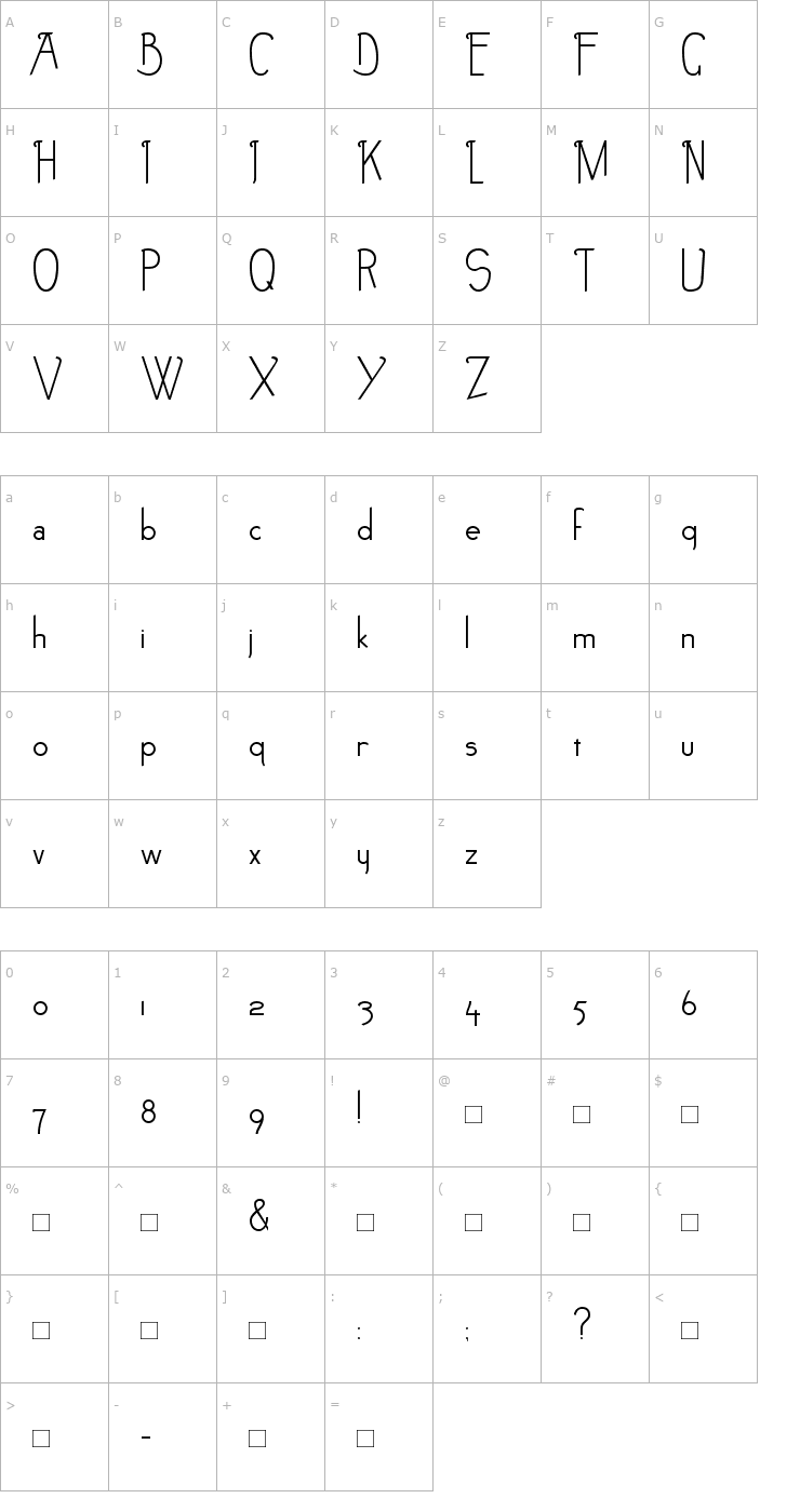 Character Map Noir-et-Blanc Font