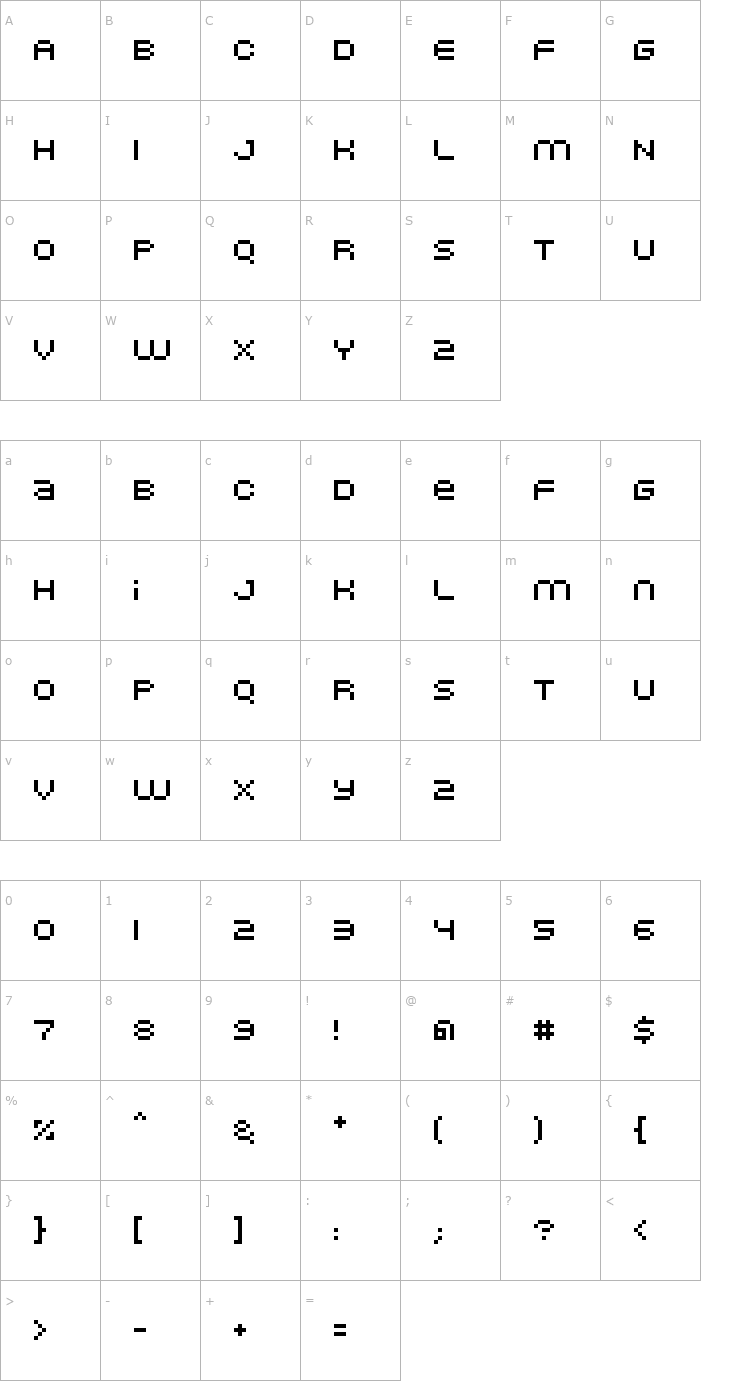 Character Map Nominal 5 Font