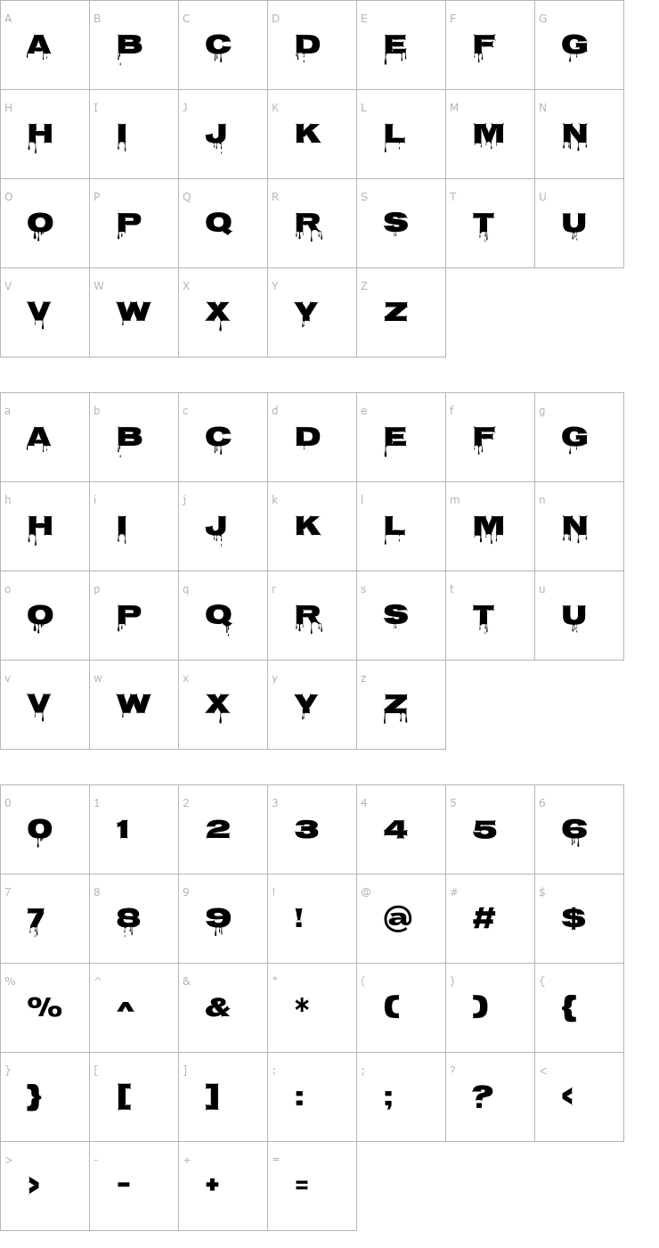 Character Map Nosifer Caps Font