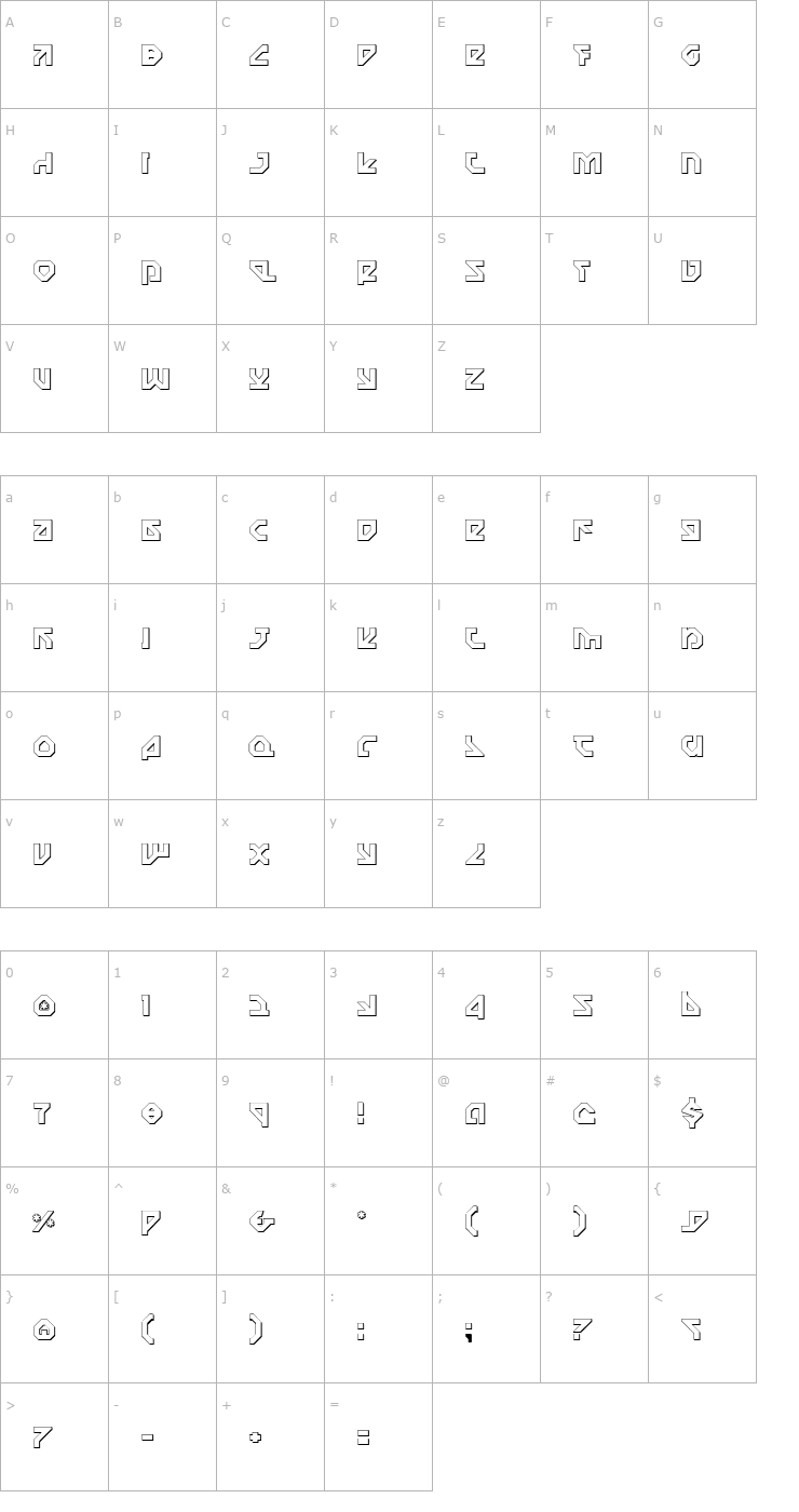 Character Map Nostromo 3D Font