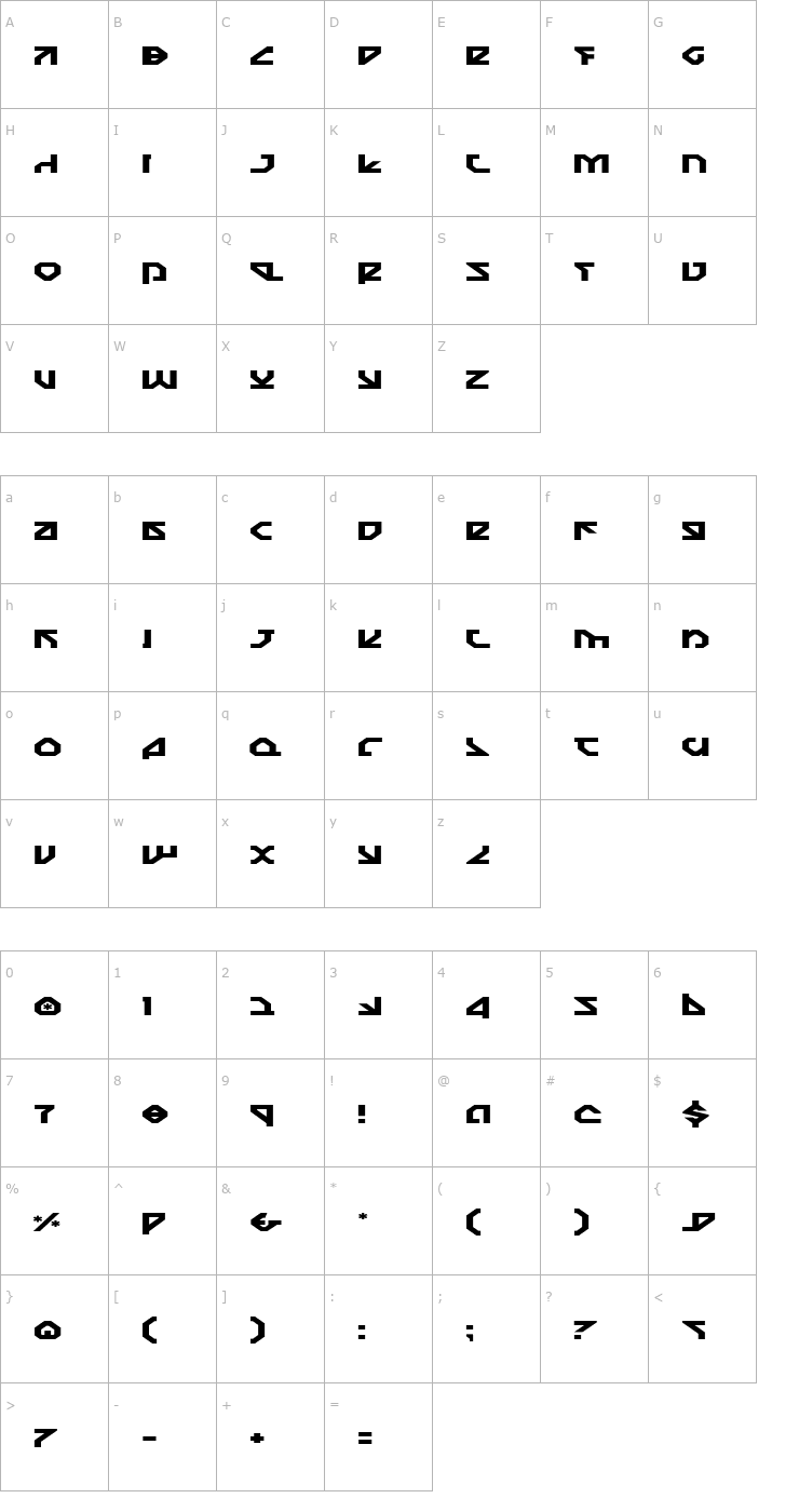 Character Map Nostromo Expanded Font