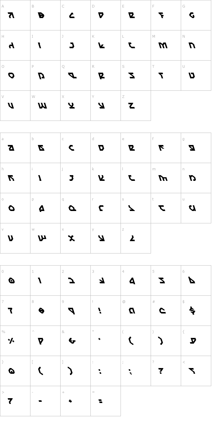 Character Map Nostromo Leftalic Font