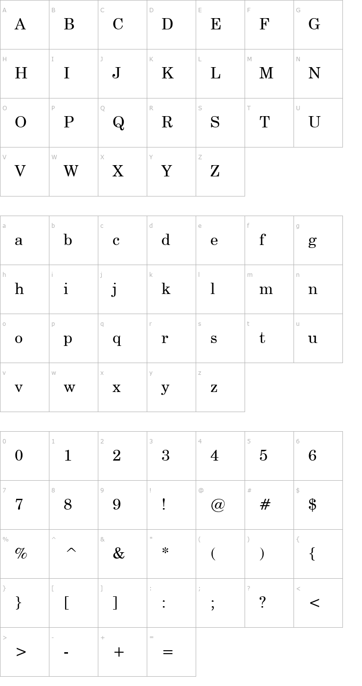 Character Map Notebook Font