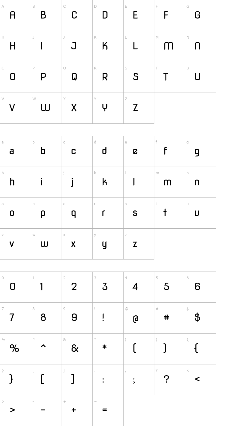 Character Map Nova Flat Font