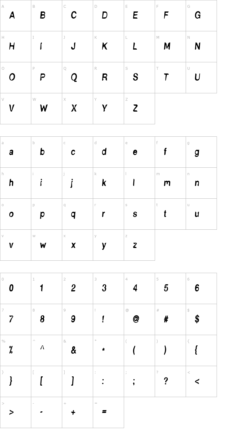 Character Map NudE Rubenesque Font