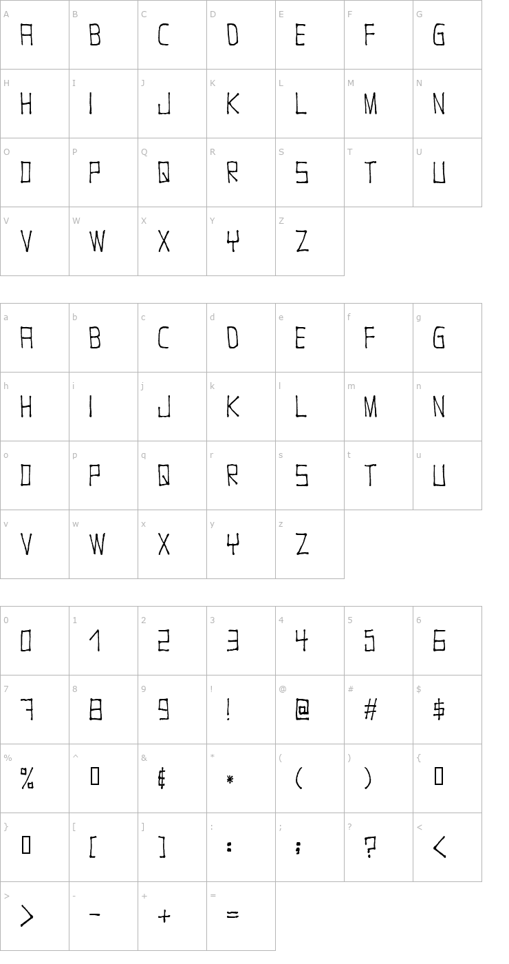 Character Map Nugacity Font