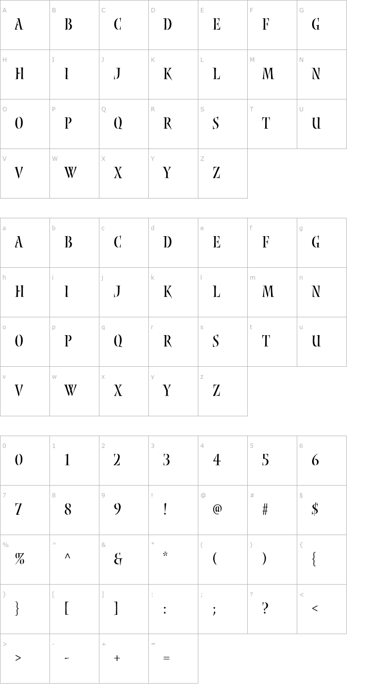 Character Map Nyx Font