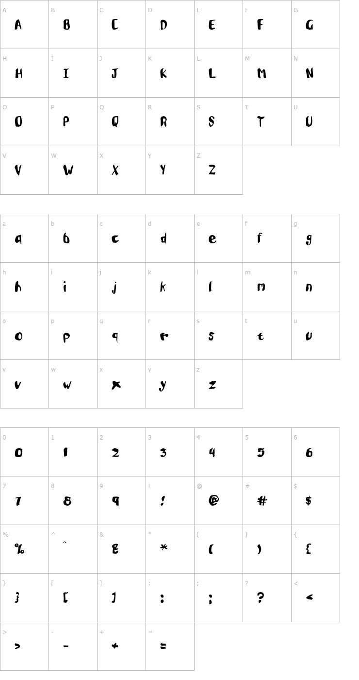 Character Map Oatmeal OTF Font