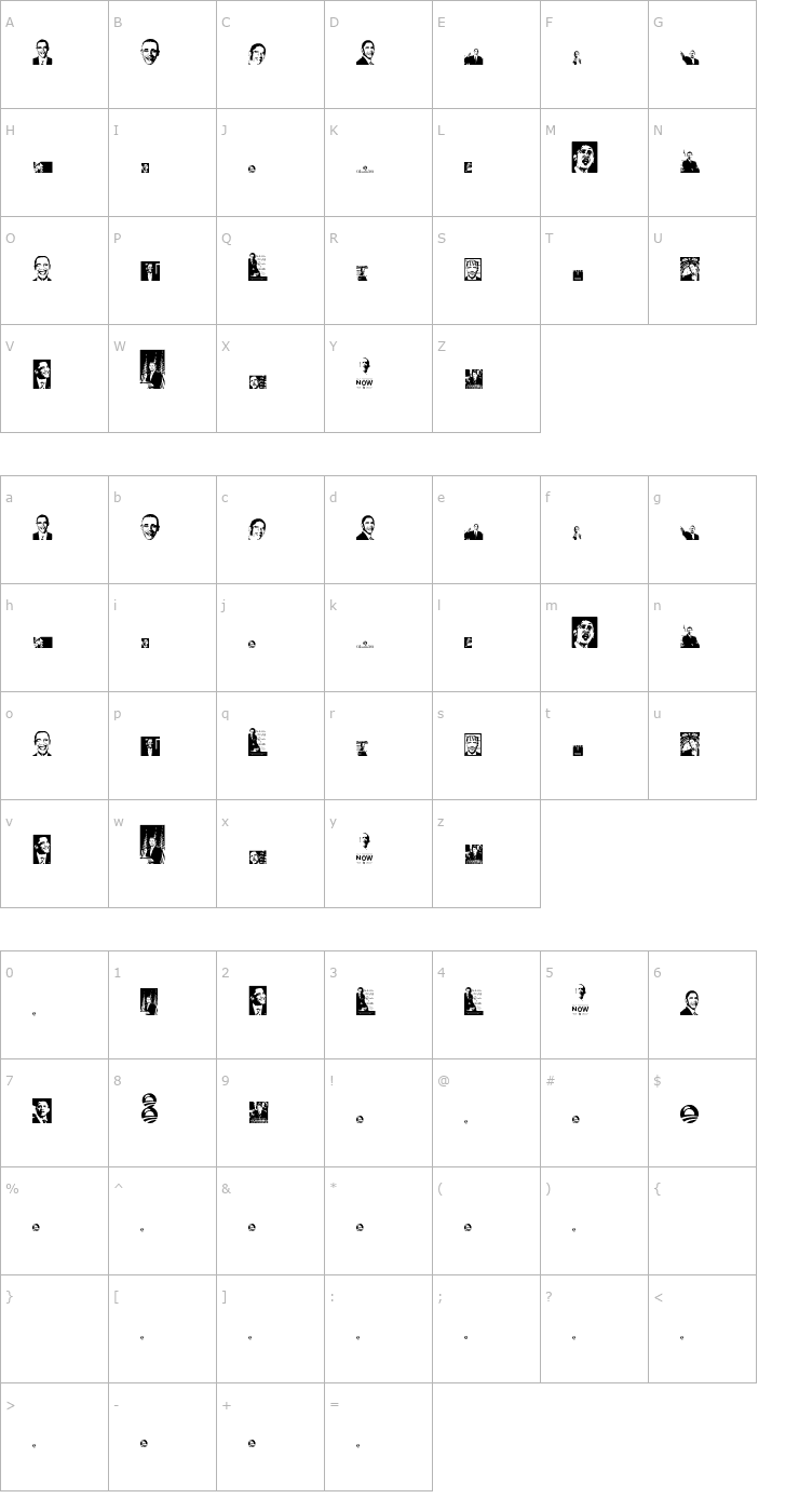 Character Map Obama Font