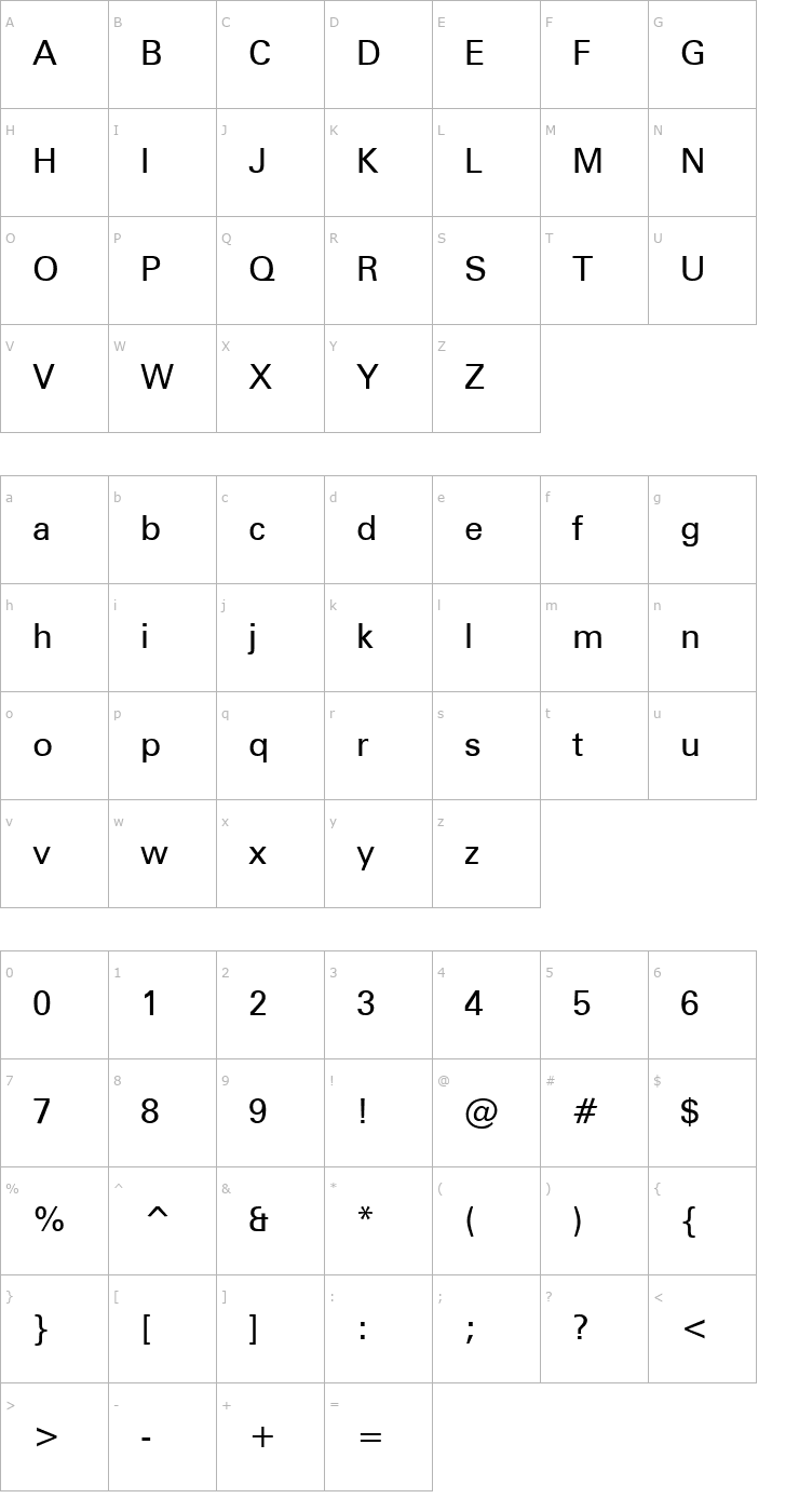 Character Map Obelisk Font