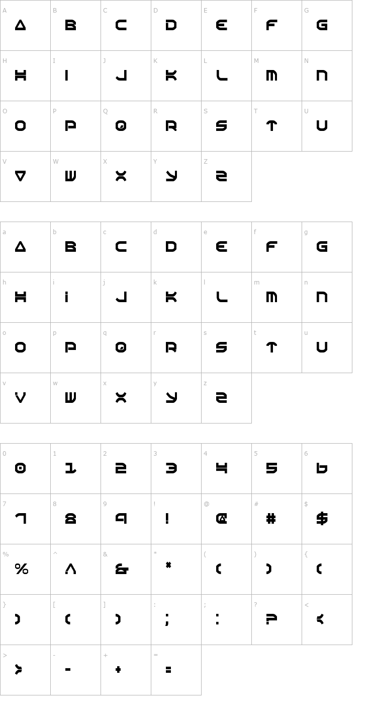 Character Map Oberon Condensed Font