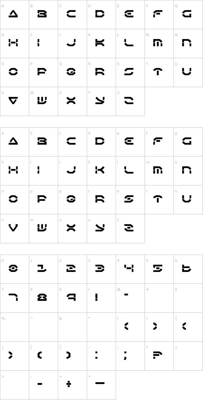 Character Map Oberon Deux Font