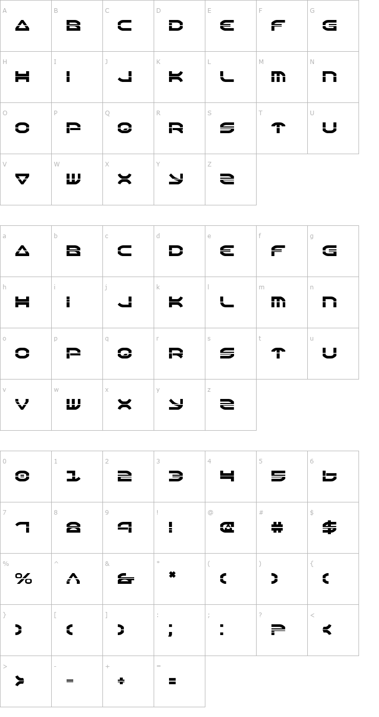 Character Map Oberon Laser Font