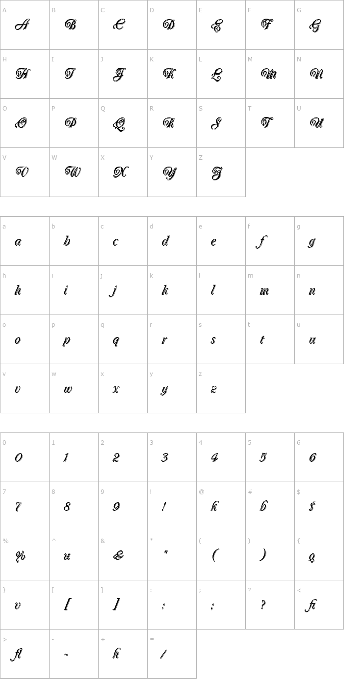 Character Map Oberon LET Plain1.0 Font