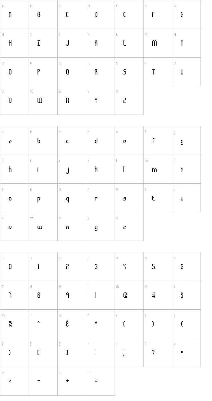 Character Map Obstacle BRK Font