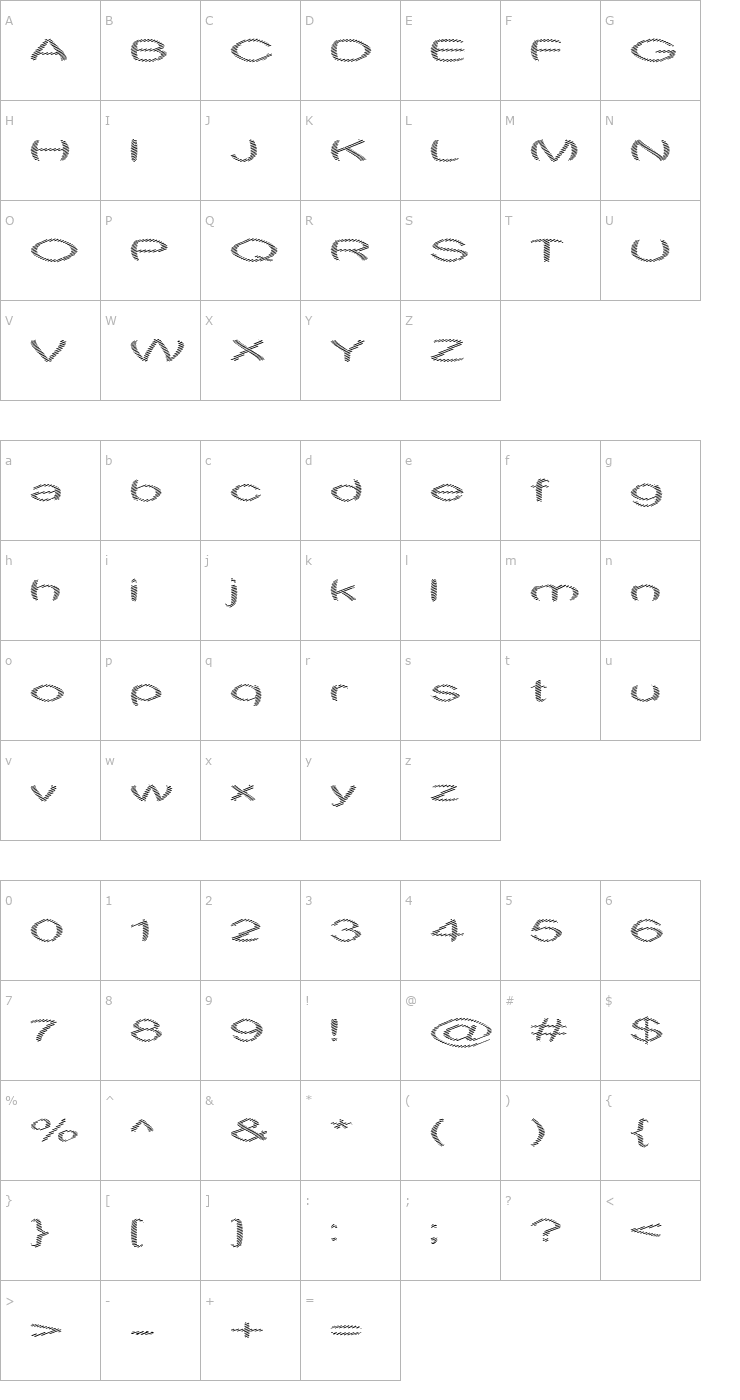 Character Map Obtuse One Font