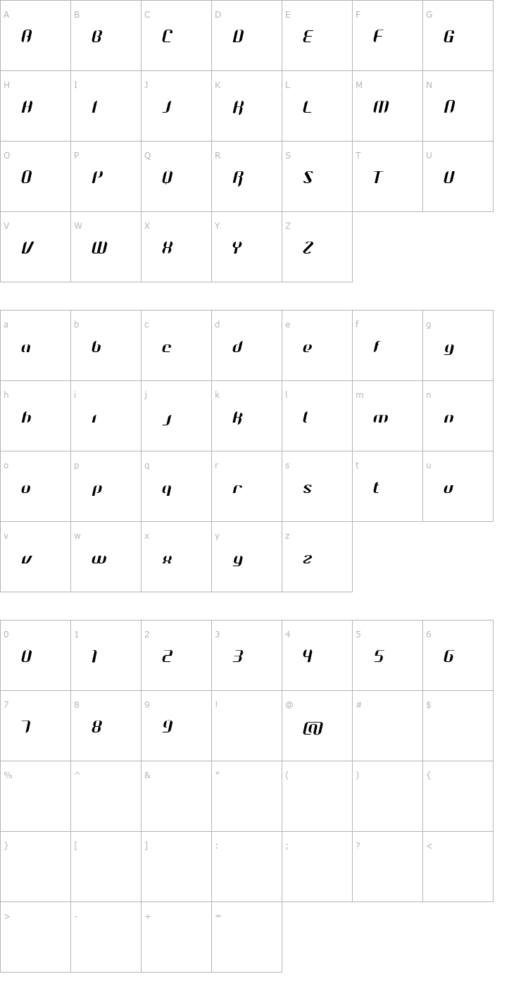 Character Map Octane Font