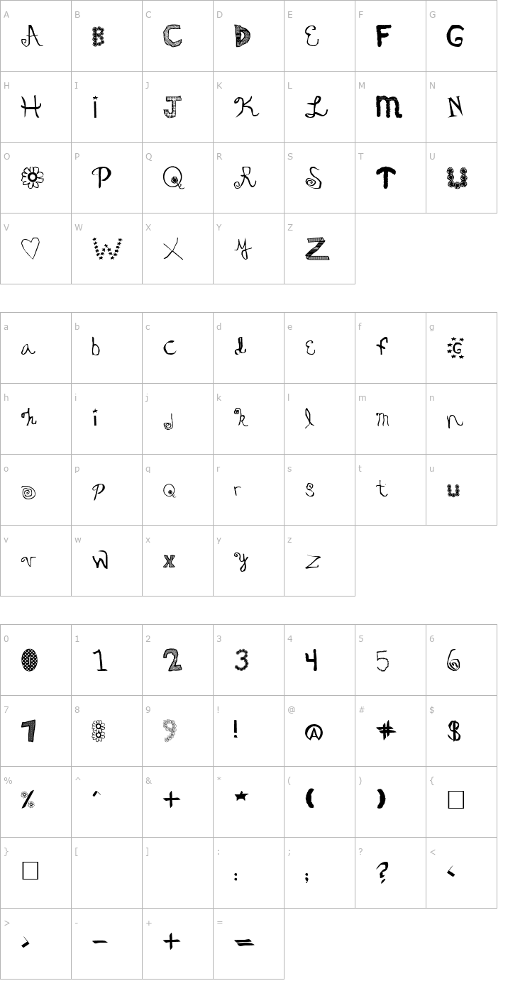 Character Map Oedipa Font