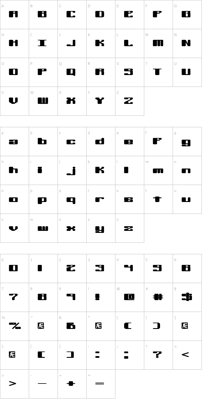 Character Map Off Kilter L -BRK- Font