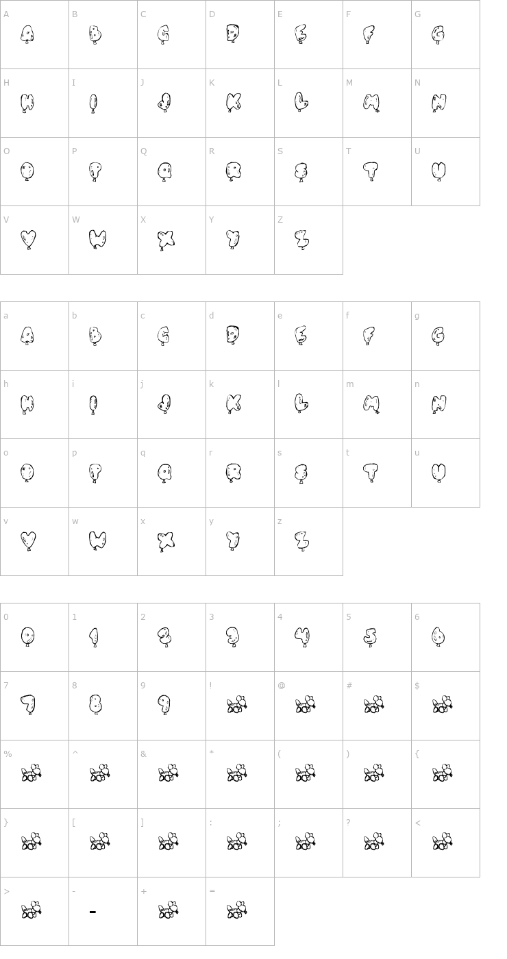 Character Map Oh, Balloney Font