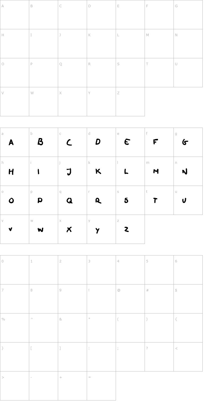 Character Map Oilhand Font