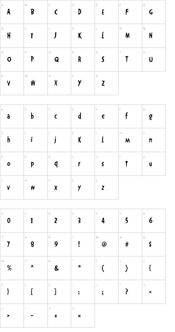 Character Map OkrienHmkBold Font