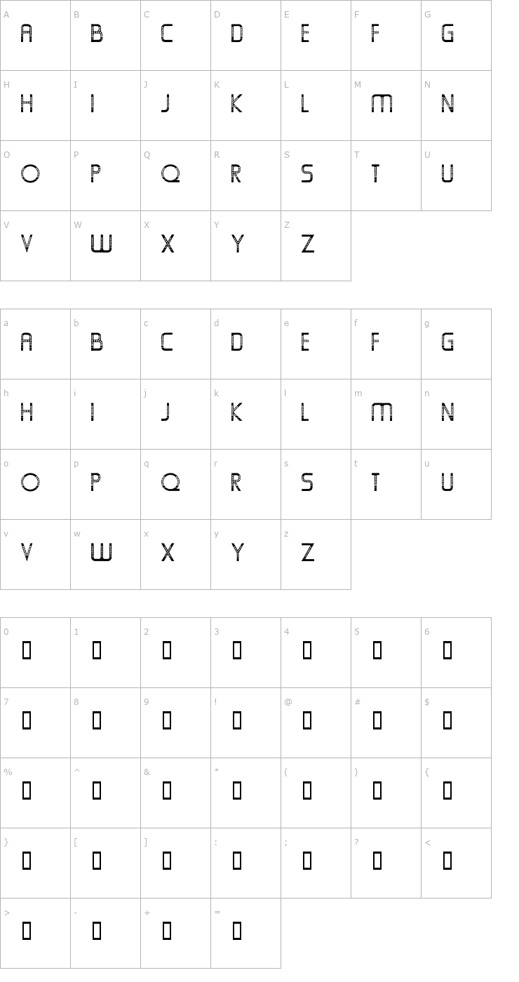 Character Map OldFolksShuffle Font